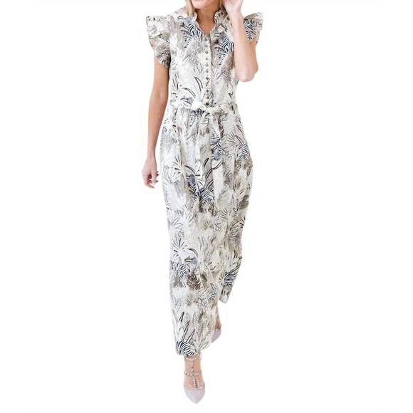 NWT SHERIDAN FRENCH Taylor maxi dress in tan zebra - Picture 1 of 4